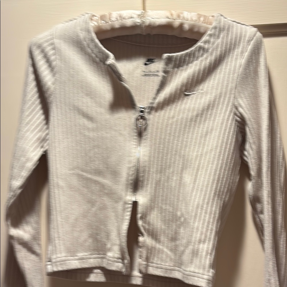 Nike Cream Ribbed Zip-Up Jacket/sweater